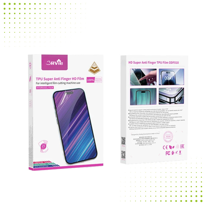 3rvie ODF018 Super Anti-Fingerprint TPU Film – Manual – 25 PCS/BOX