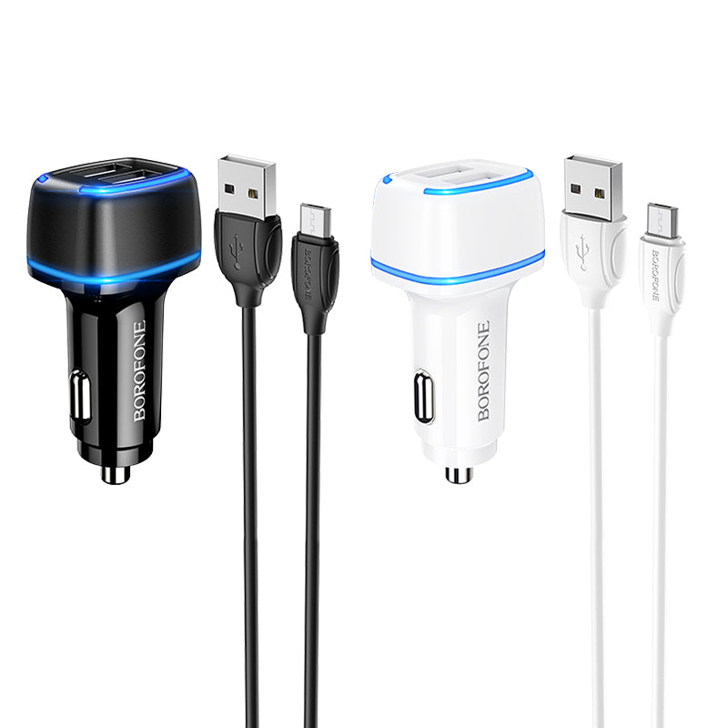 Borofone BZ14 Dual Port Ambient Light Car Charger Set image 6
