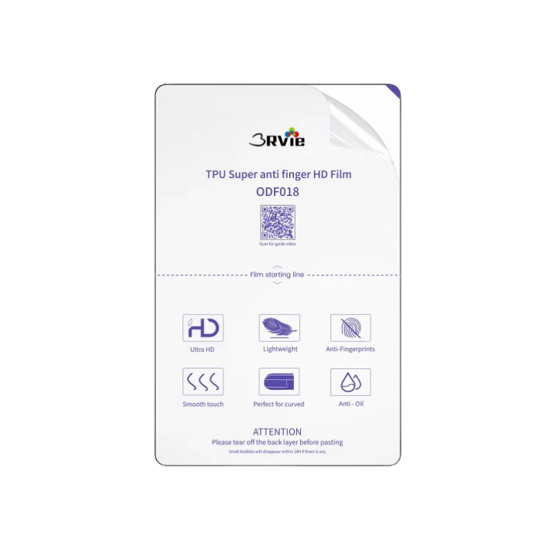 3rvie ODF018 Super Anti-Fingerprint TPU Film – Manual – 25 PCS/BOX