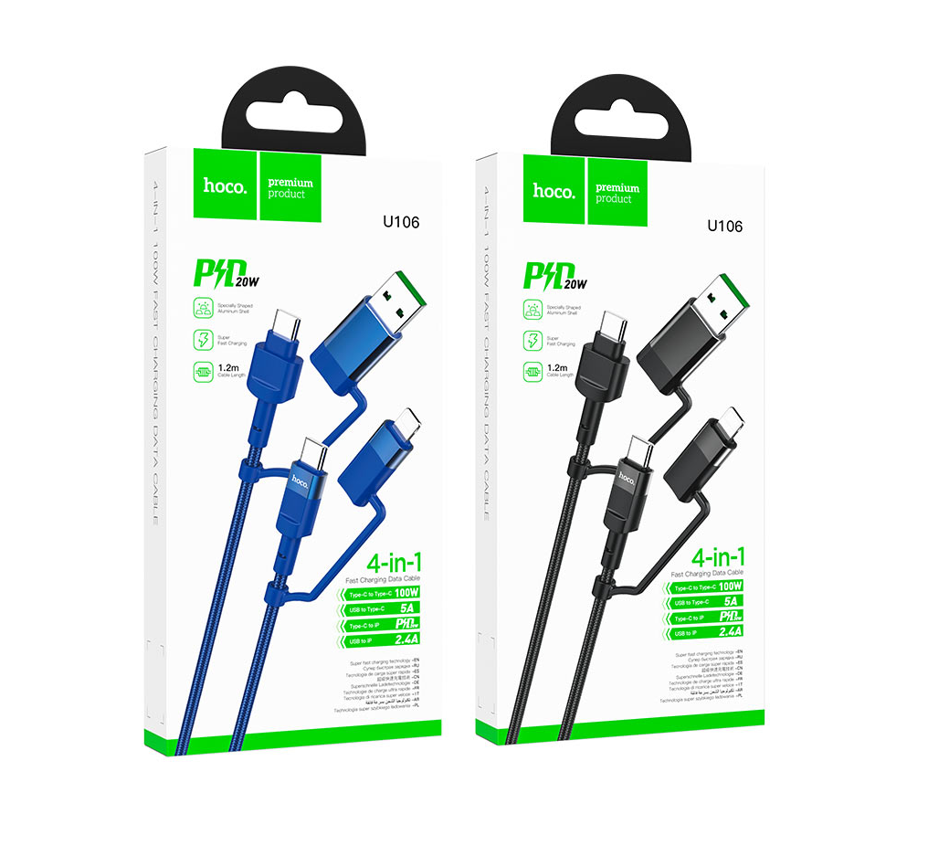 Cable 4-in-1 USB / Type-C to Lightning / Type-C “U106 Moulder” image 1