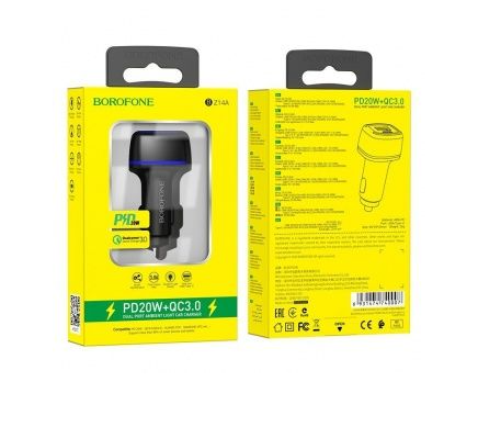 In-car charger BZ14A Mercury PD20W + QC3.0 set with cable image 3
